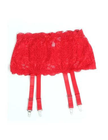 Porte-jarretelles dentelle large Rouge - Litolu Lingerie