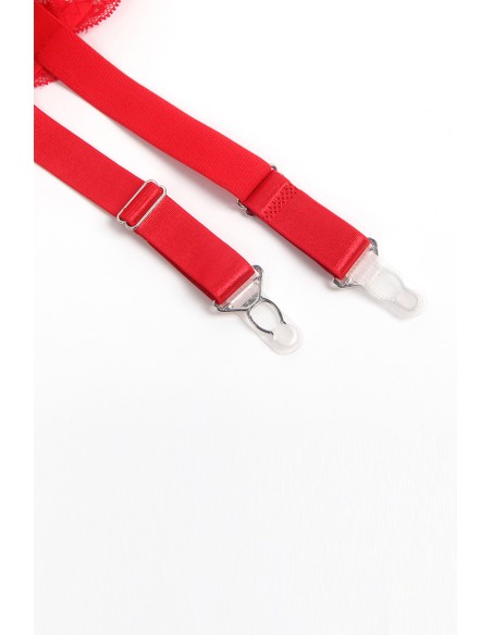 Porte-jarretelles dentelle large Rouge - Litolu Lingerie