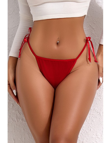 String brodé dans le dos Rouge - Litolu Lingerie