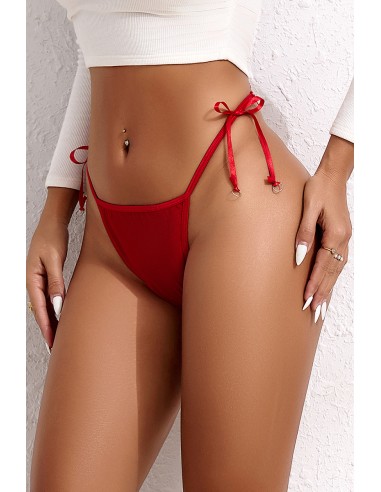 String brodé dans le dos Rouge - Litolu Lingerie