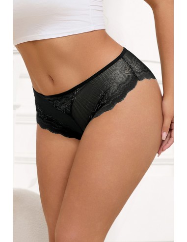 Tanga dentelle bijou Coeur Noir - Litolu Lingerie