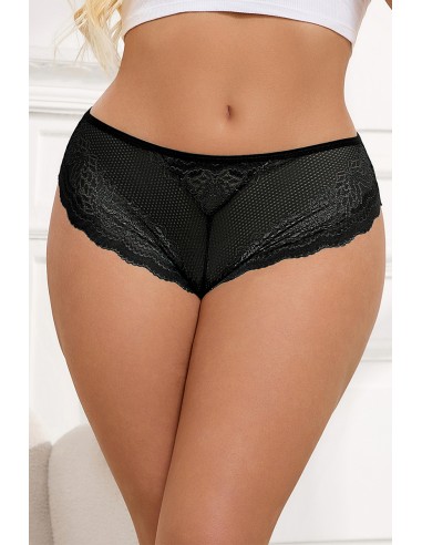 Tanga dentelle bijou Coeur Noir - Litolu Lingerie