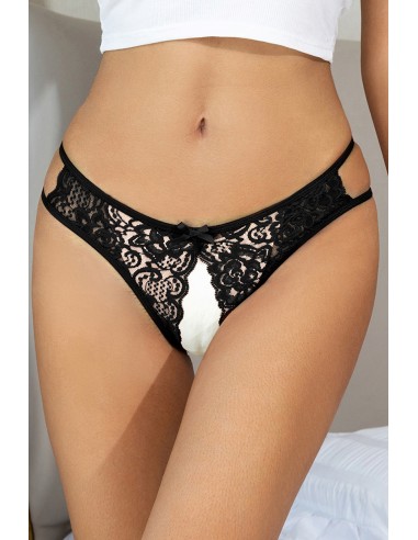 String ouvert dentelle Noir - Litolu Lingerie