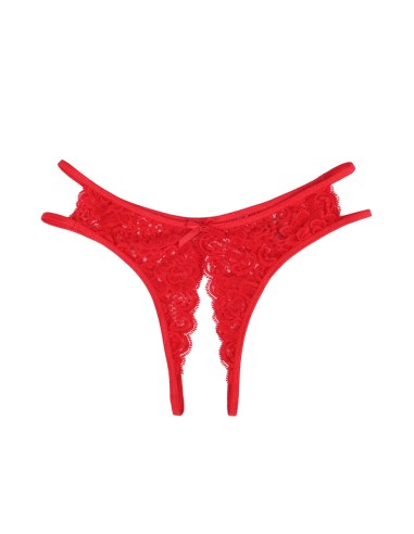 String ouvert dentelle Rouge - Litolu Lingerie