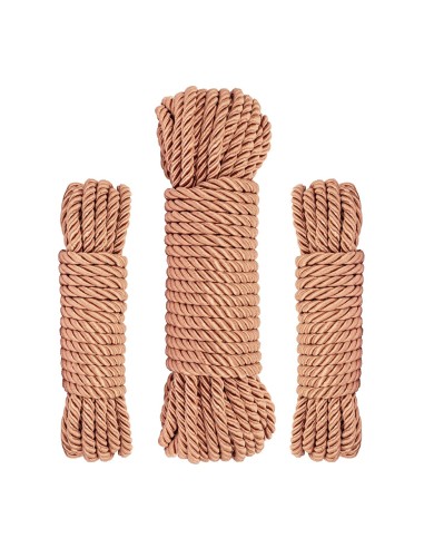 Coffret 3 cordes de bondage Premium - Rosy Gold