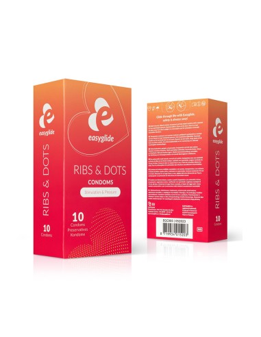 10 préservatifs Ribs and Dots - EasyGlide