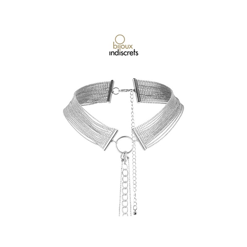 Collier en chainettes métalliques argentées