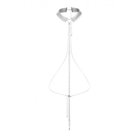 Collier en chainettes métalliques argentées