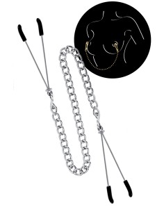 Pinces à seins et chaine argentée