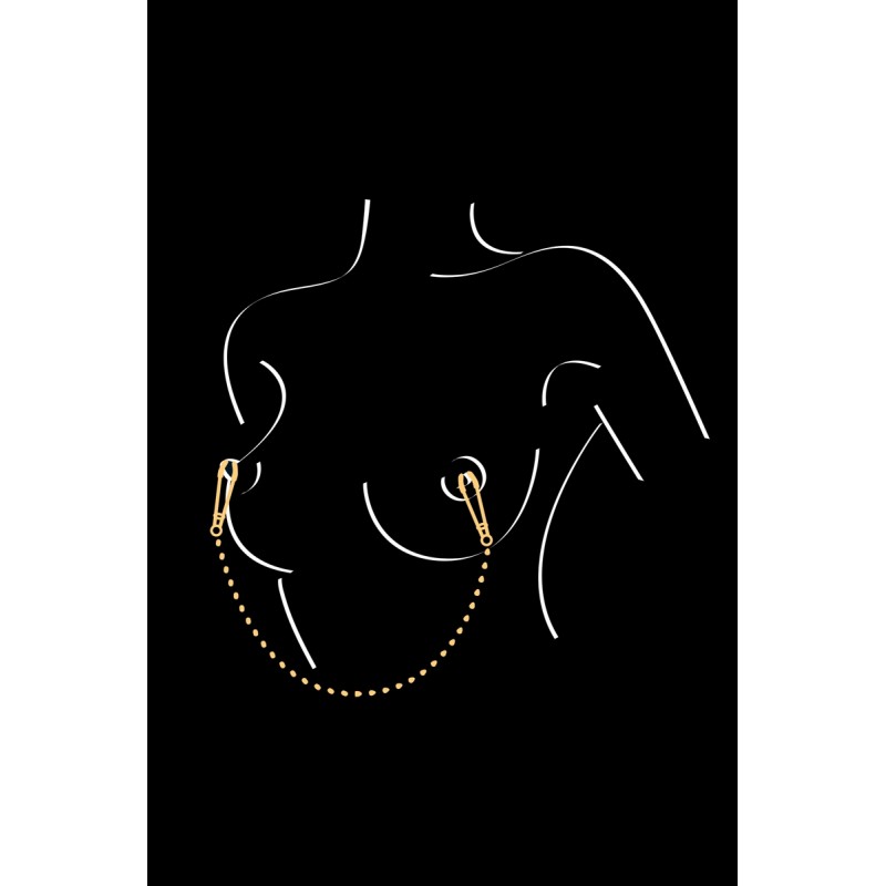 Pinces à seins et chaine argentée