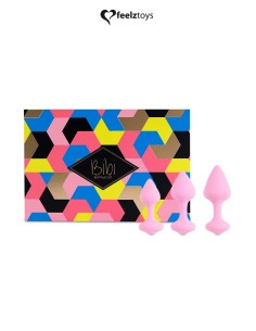 Coffret 3 plugs anal Bibi - rose 2