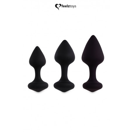 Coffret 3 plugs anal Bibi - noir Coffret 3 plugs anal Bibi - noir