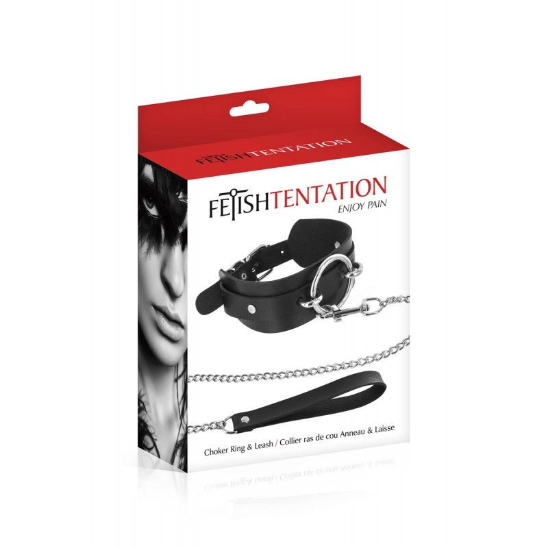 Collier avec anneau & laisse - Fetish Tentation Collier avec anneau & laisse - Fetish Tentation