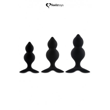 Coffret 3 plugs anal Bibi Twin - noir