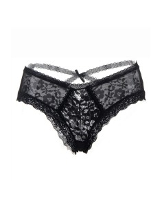 Tanga noir en dentelle fine 2
