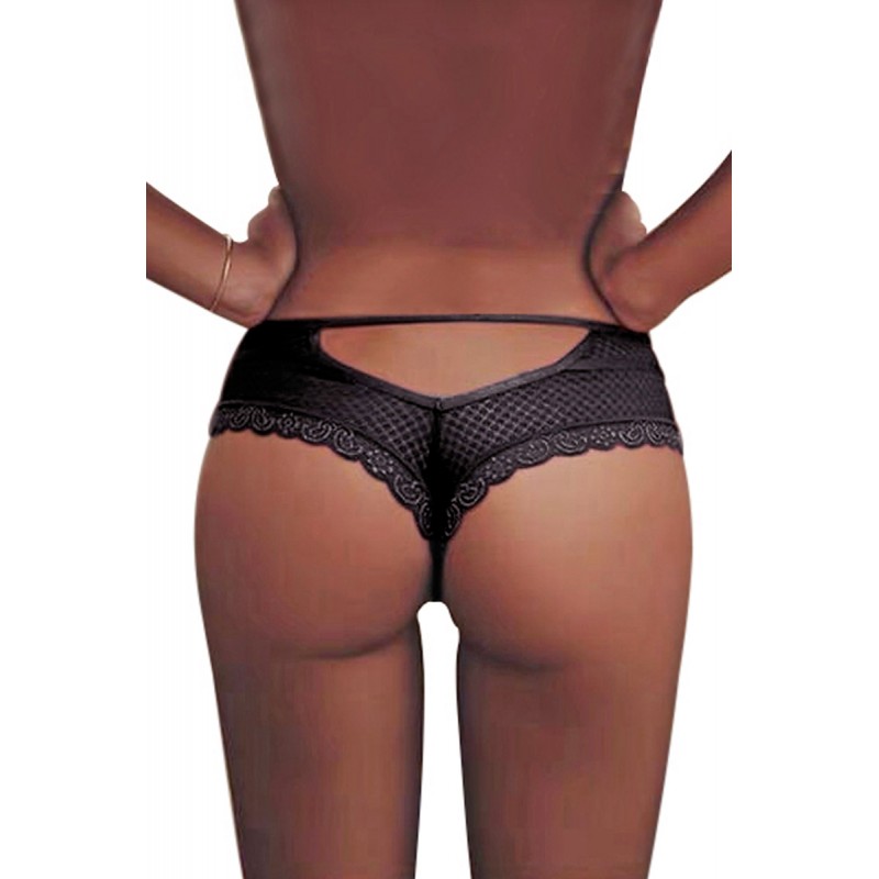 Tanga noir dentelle - Paris Hollywood