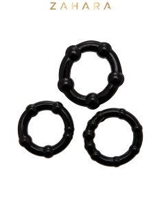 Set 3 Cockrings noir - Zahara