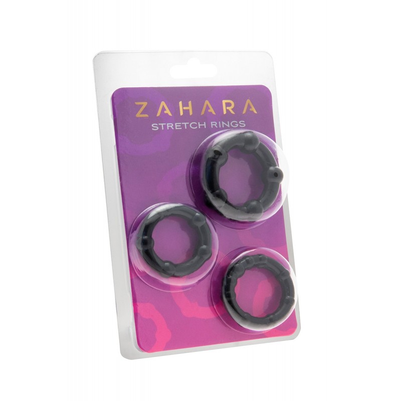 Set 3 Cockrings noir - Zahara