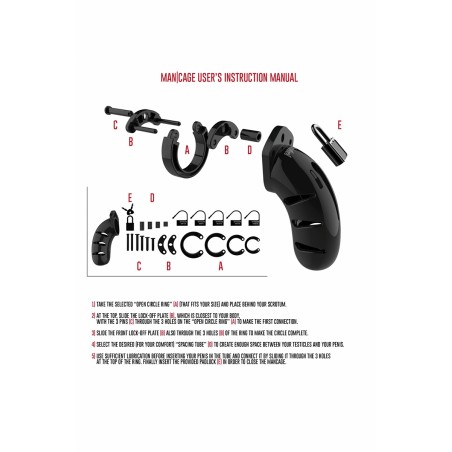 Cage de chasteté 9cm ManCage 02 noir Cage de chasteté 9cm ManCage 02 noir