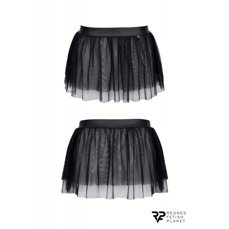Mini jupe noire en maille transparente - Regnes Mini jupe noire en maille transparente - Regnes