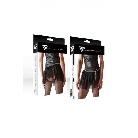 Mini jupe noire en maille transparente - Regnes Mini jupe noire en maille transparente - Regnes