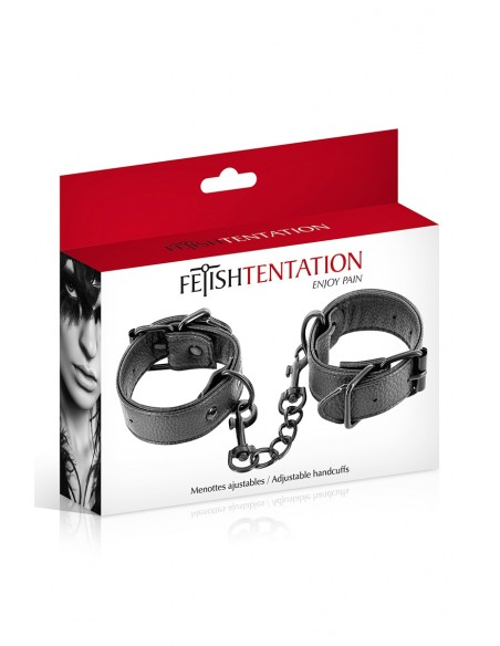 Menottes simili cuir ajustables - Fetish Tentation Menottes simili cuir ajustables - Fetish Tentation
