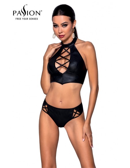 Bustier et string faux cuir Nancy - Passion Bustier et string faux cuir Nancy - Passion