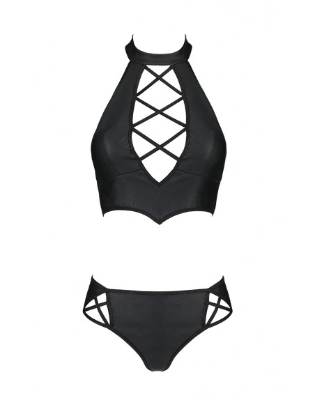 Bustier et string faux cuir Nancy - Passion Bustier et string faux cuir Nancy - Passion