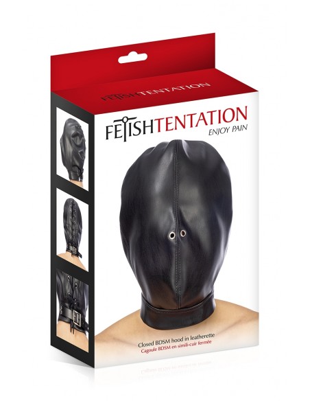 Cagoule BDSM fermée simili cuir - Fetish Tentation Cagoule BDSM fermée simili cuir - Fetish Tentation