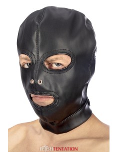 Cagoule BDSM 3 ouvertures en simili cuir - Fetish Tentation 2