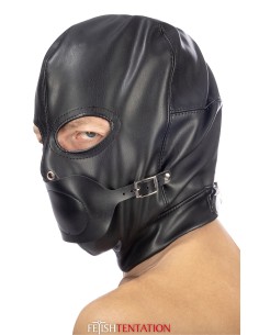 Cagoule BDSM simili cuir avec baillon amovible - Fetish Tentation 2