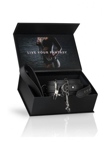 Collier cuir avec chaînes de seins - Easytoys Fetish Collection