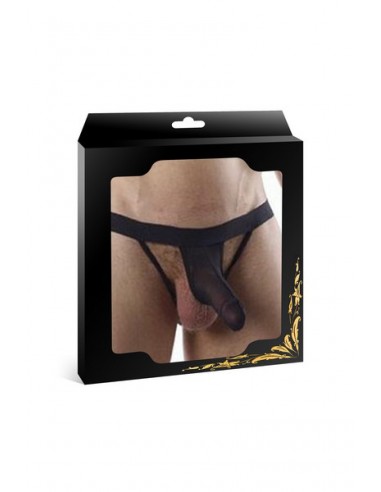 String noir avec poche pour pénis String noir avec poche pour pénis
