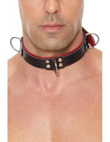 Collier Bondage Deluxe rouge et noir - Ouch!