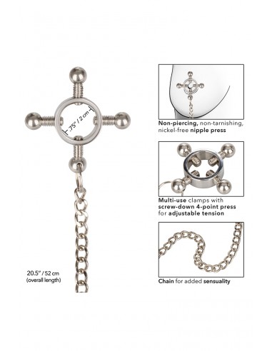 Pinces à tétons 4 points & chaine - Calexotics
