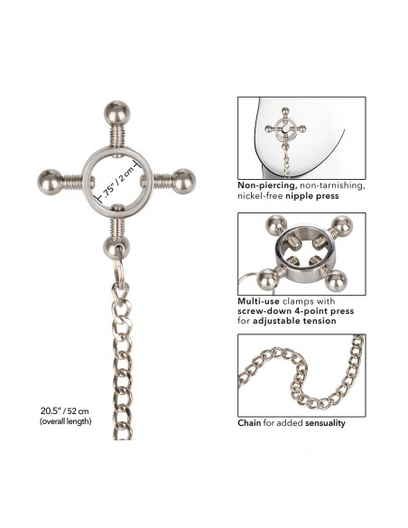 Pinces à tétons 4 points & chaine - Calexotics