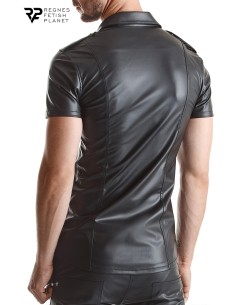 Chemise manches courtes wetlook noire Luca - Regnes 2